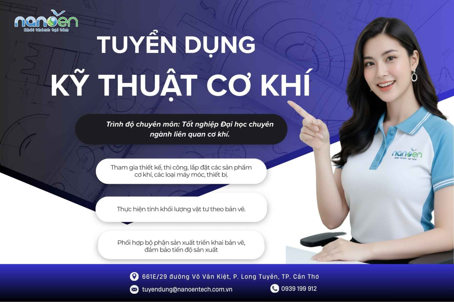 Nanoen tuyển dụng Nhân viên Kỹ thuật Cơ khí